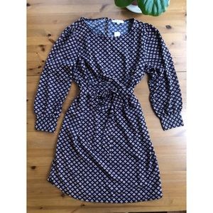 LOFT mosaic tie waist shirt dress
